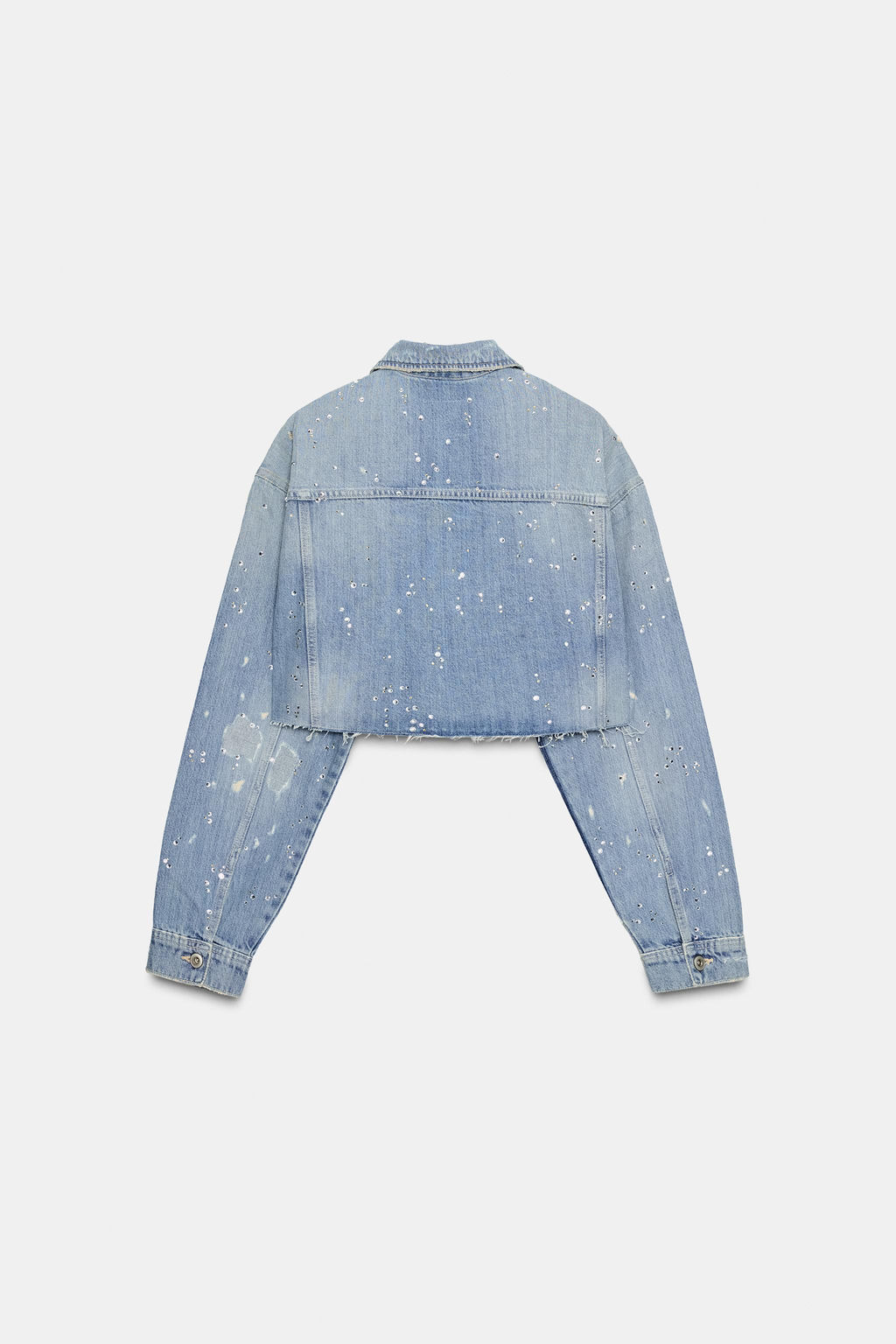 TRF STRASS CROP DENIM JACKET - Zara фото 8