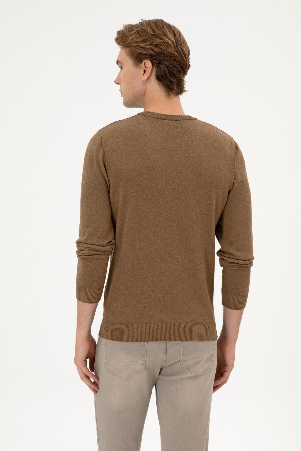 Джемпер U.S. Polo Assn Slim Fit хаки меланж из хлопка