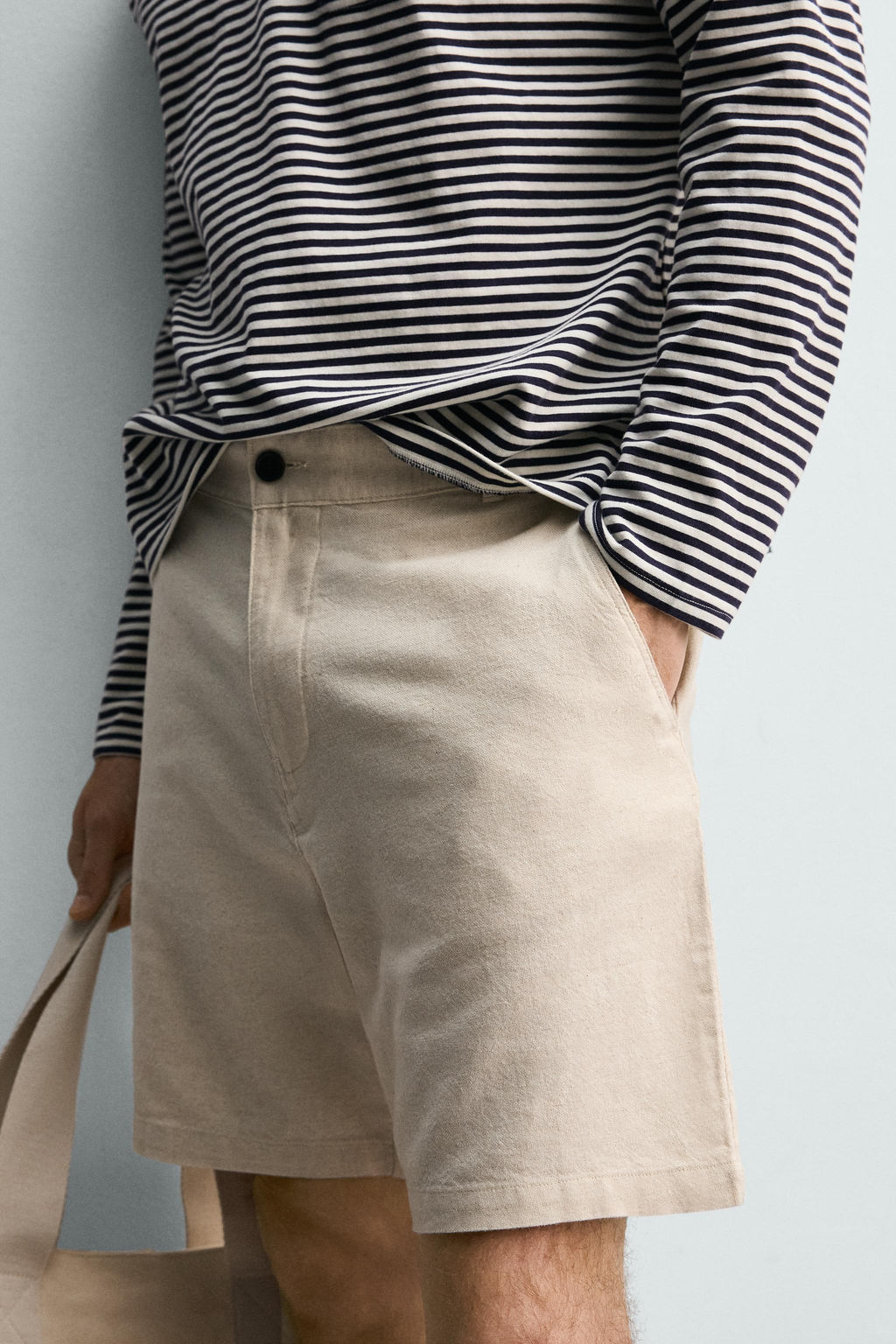 BERMUDA REGULAR FIT ESTRUCTURA / Beige claro - Zara фото 5