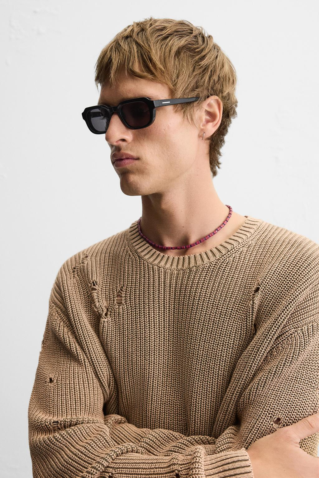 ACID WASH RIPPED SWEATER - Zara фото 7