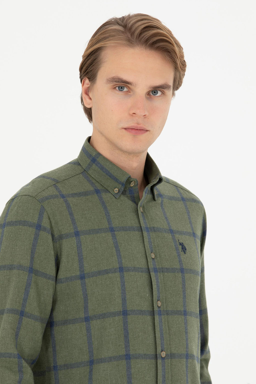 Мужская рубашка цвета хаки с длинным рукавом - U.s. polo assn фото 9