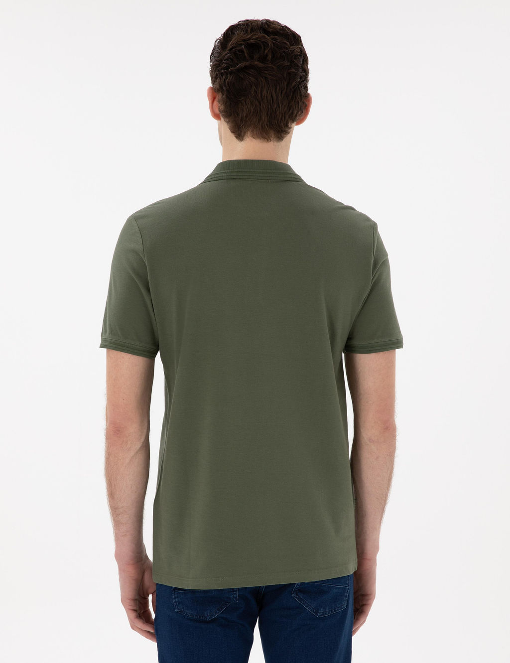 Haki Regular Fit %100 Pamuk Polo Yaka Basic Ti__rt