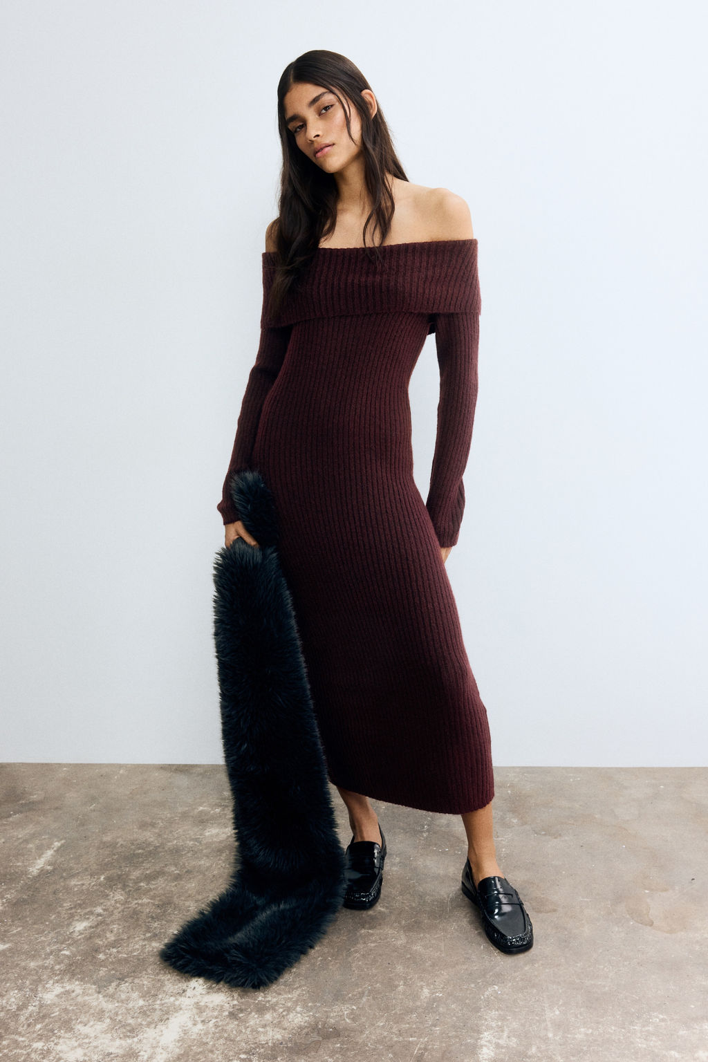 Vestido off-the-shoulder en punto de canal? - H&m фото 3