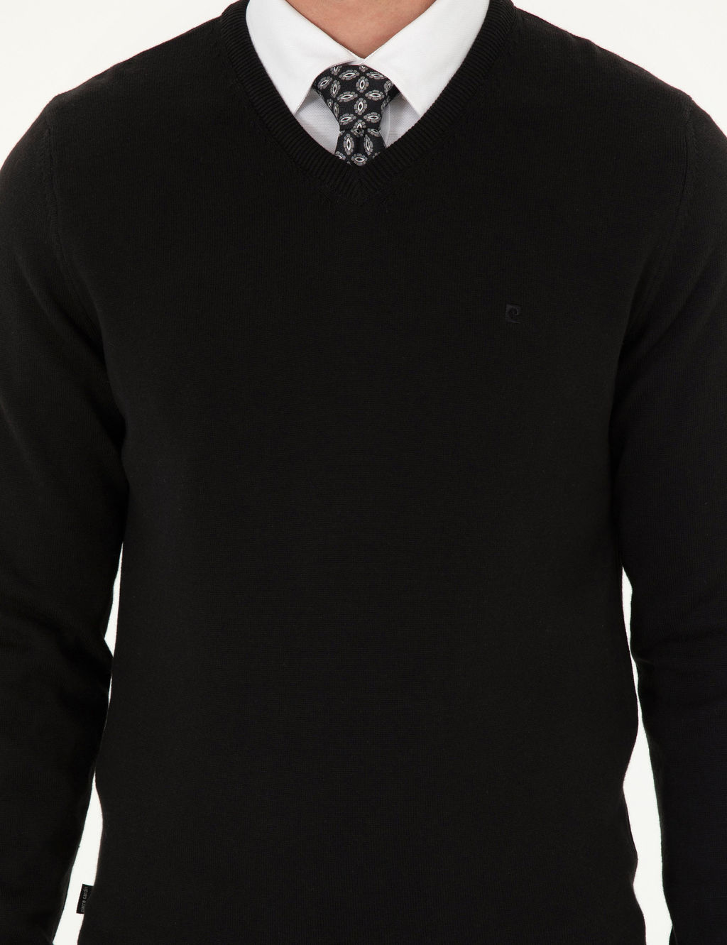 Siyah Slim Fit V Yaka Basic Triko Kazak - Pierre cardin фото 6