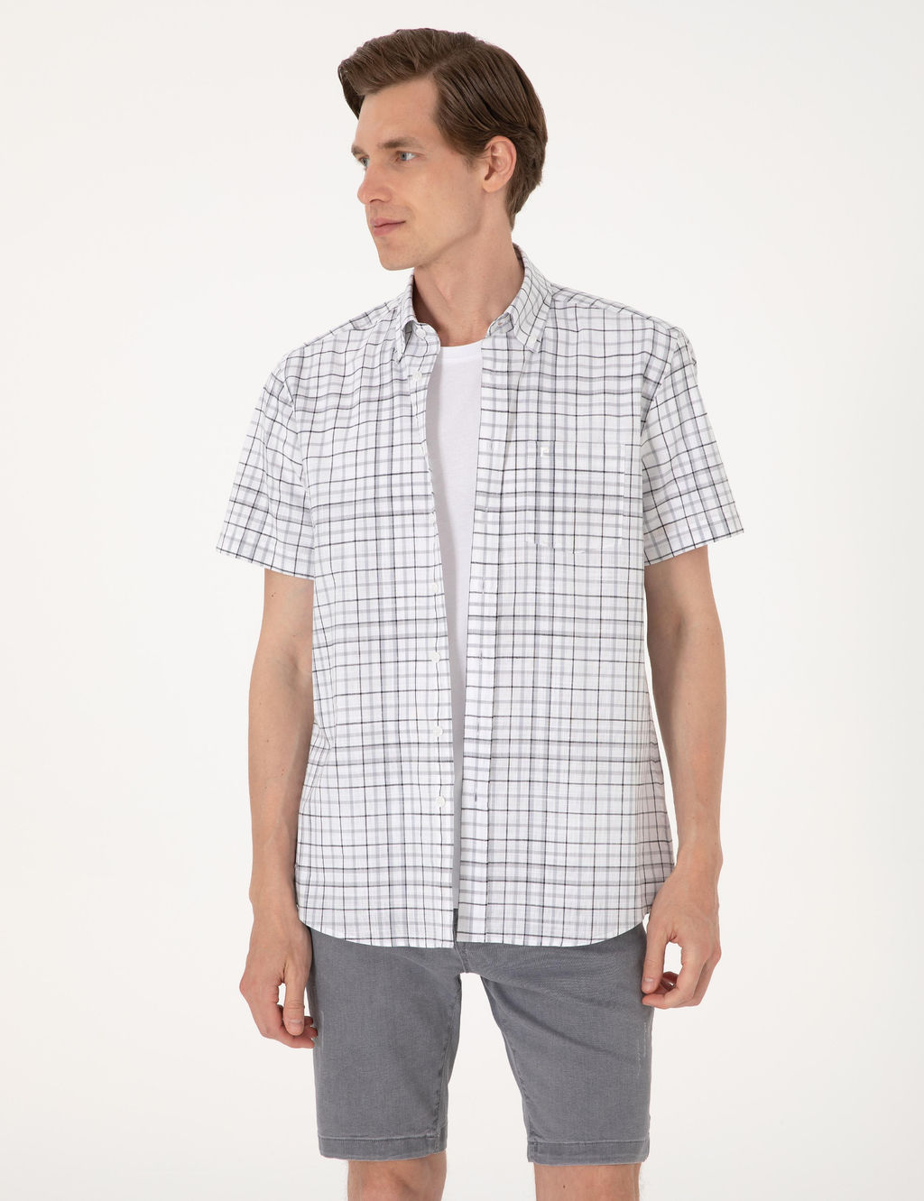 Gri Regular Fit K_sa Kollu G_mlek - Pierre cardin фото 3