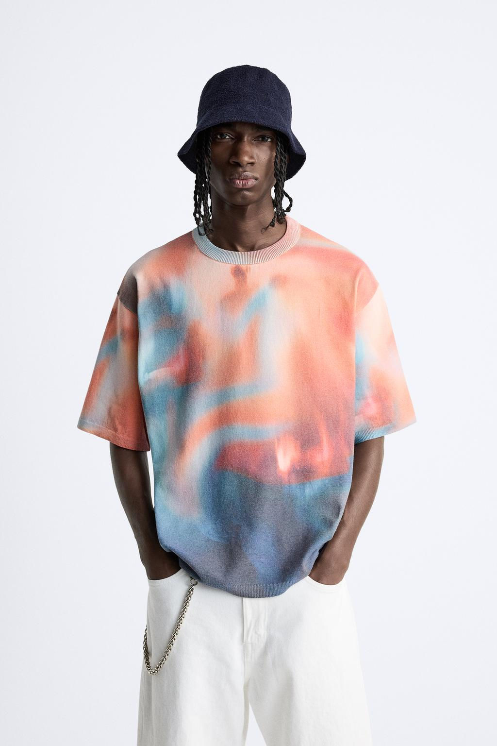 KNIT T-SHIRT WITH ABSTRACT PRINT - Zara фото 2