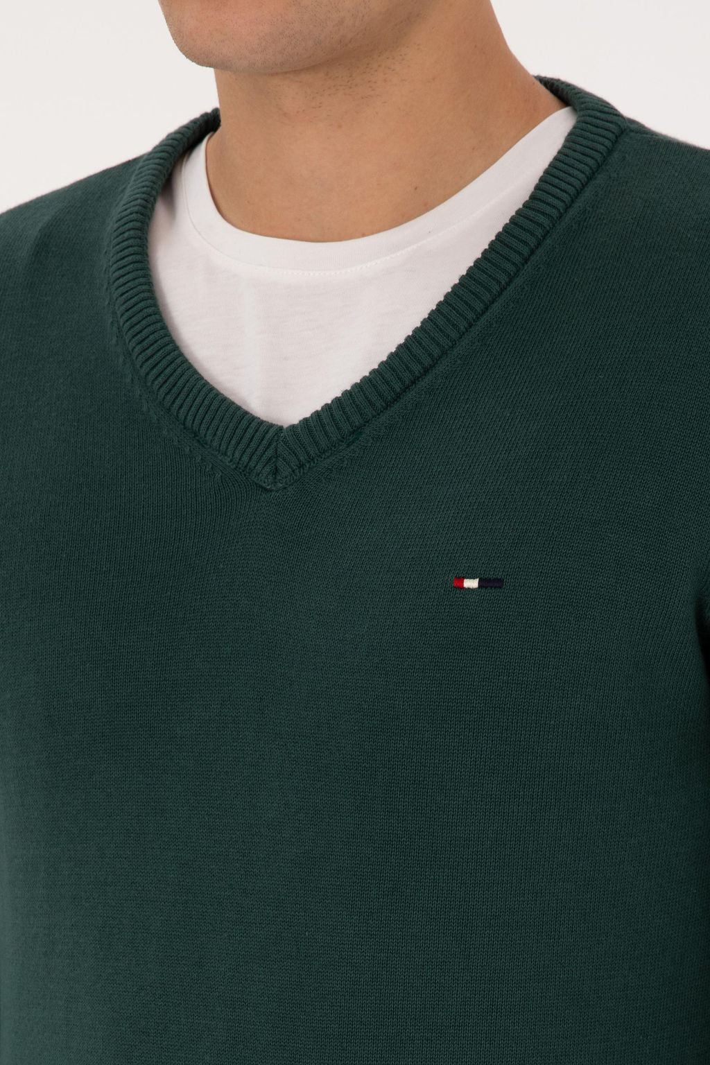 Erkek Slim Fit V Yaka Koyu Ye_il Basic Kazak - U.s. polo assn фото 7