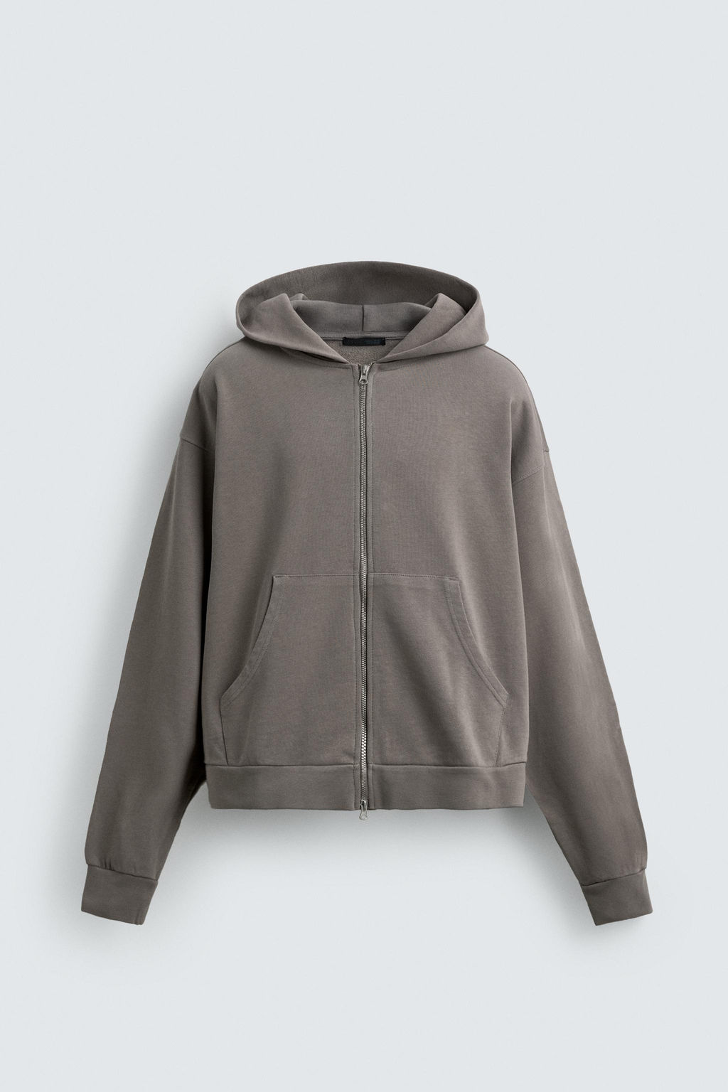 SUDADERA LAVADA CREMALLERA CAPUCHA / Gris claro - Zara фото 7