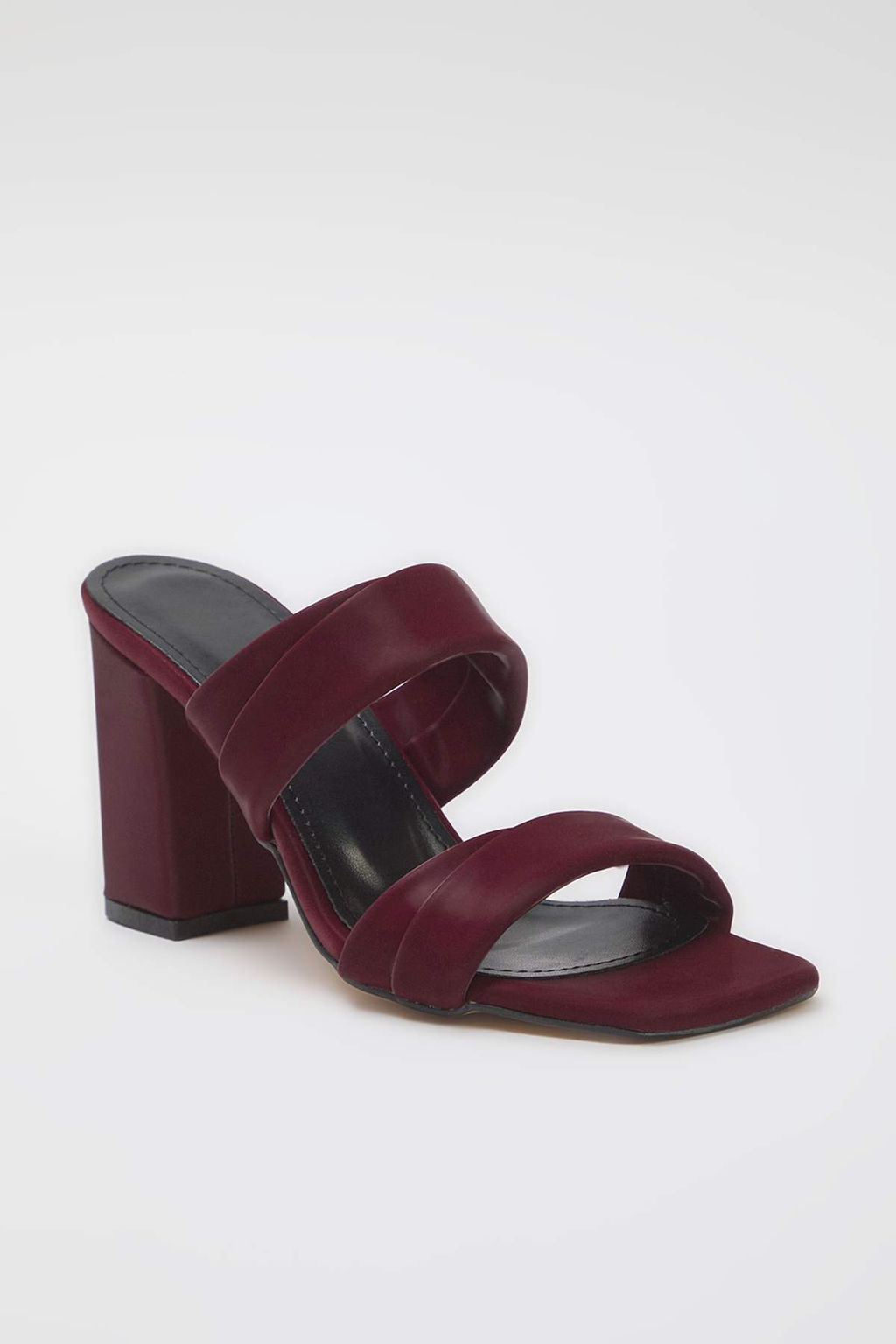 Trendyolmilla Shoes Bordo Cift Bantl? Kad?n Blok Topuklu Terlik TAKSS25TO00102  фото 5