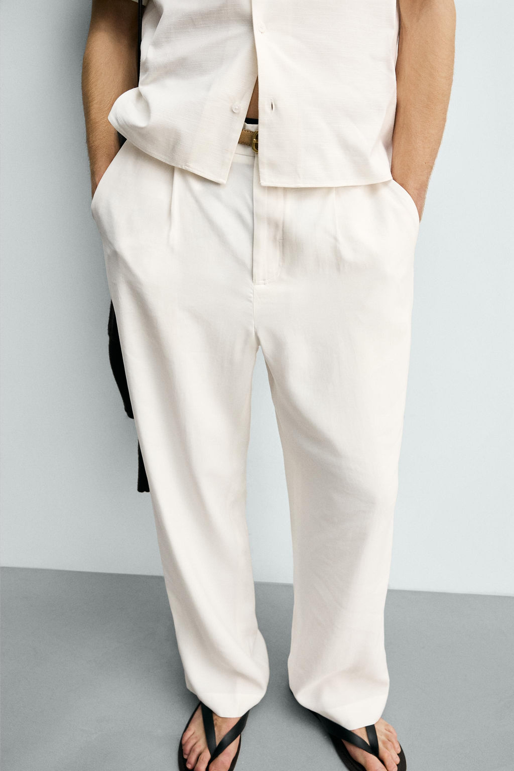 PANTAL?N RELAXED FIT PLIEGUES / Blanco - Zara фото 5