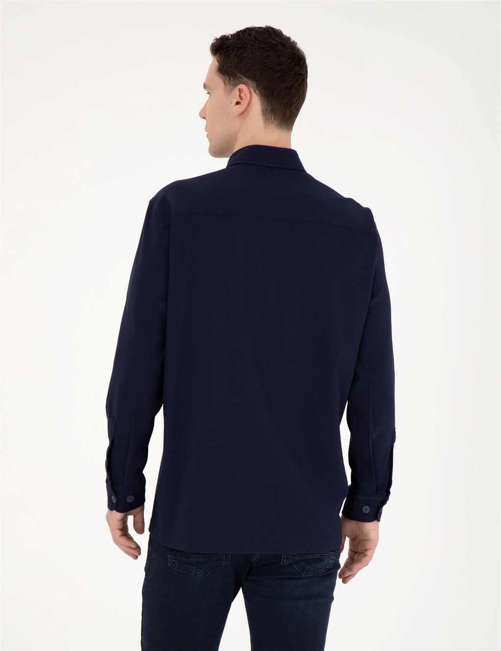 Lacivert Comfort Fit Uzun Kollu G_mlek - Pierre cardin фото 5