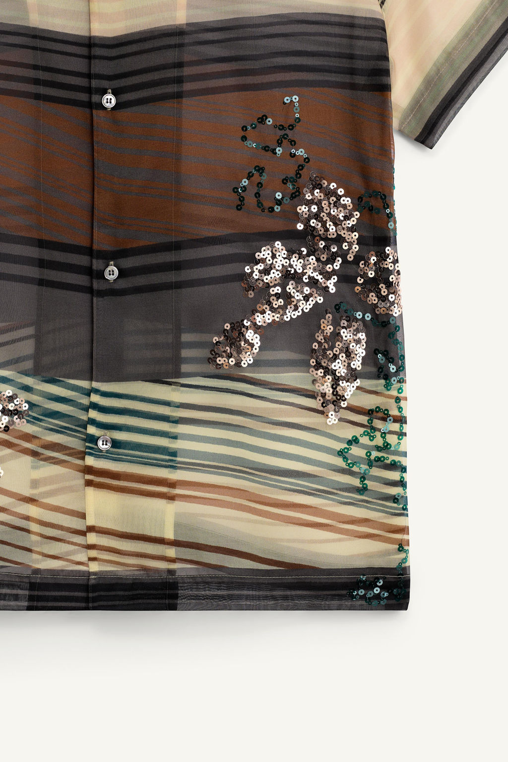 CAMISA ORGANZA 100% SEDA LENTEJUELAS / Verde / Azul - Zara фото 7