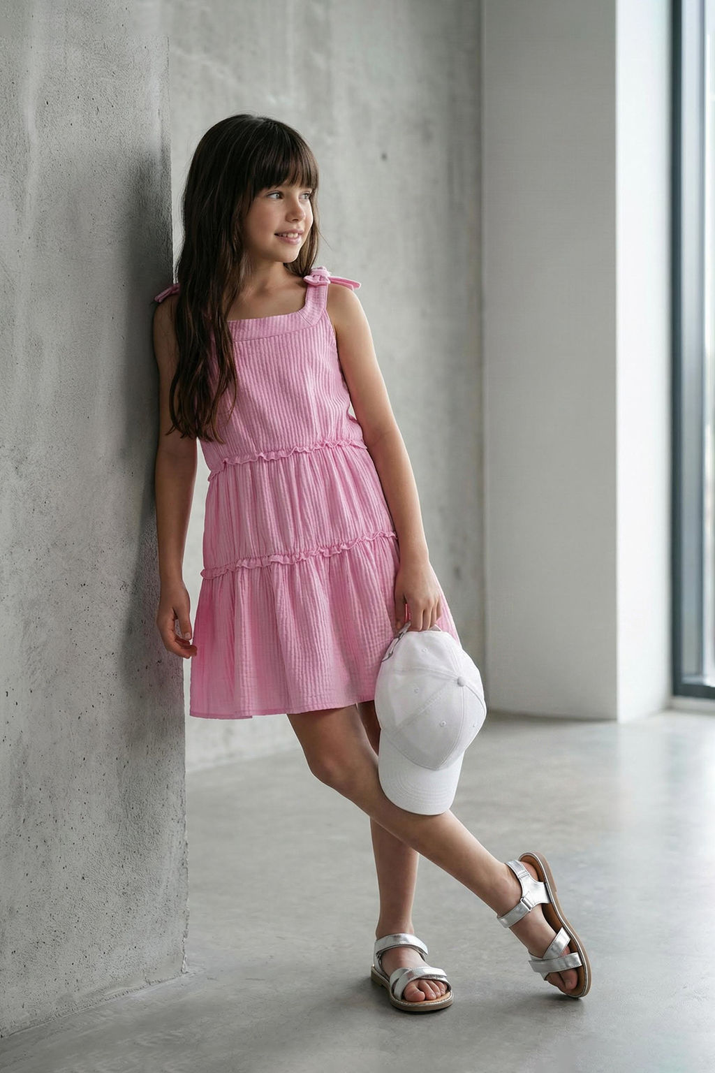 Pembe K?z Cocuk %100 Pamuk Basic F?rf?rl? Ask?l? Mini Bayraml?k Dokuma Elbise TKDSS25EL00058 - Trendyolmilla фото 5