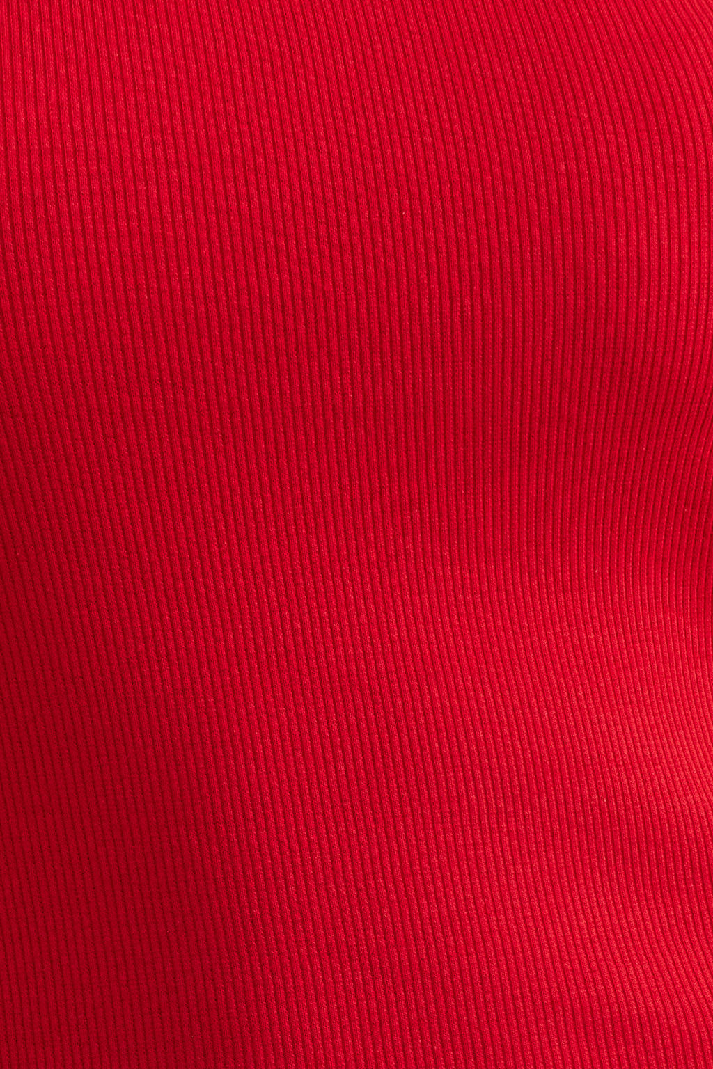 K?rm?z? Fitted/Vucuda Oturan Fitilli Pamuk Esnek Orme Bluz TWOSS21BZ0579