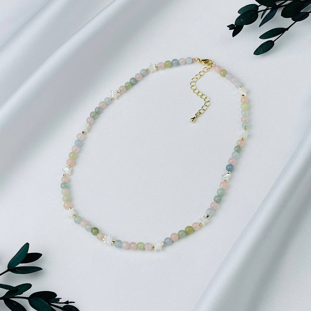 Бусы детские из Берилла микс и Перламутра 35 см +