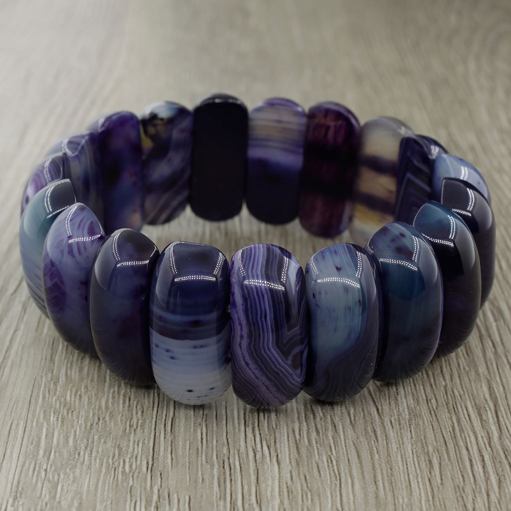 Браслет Ноготки агат темно-синий, бусина 25х10 - Agat77 фото 2