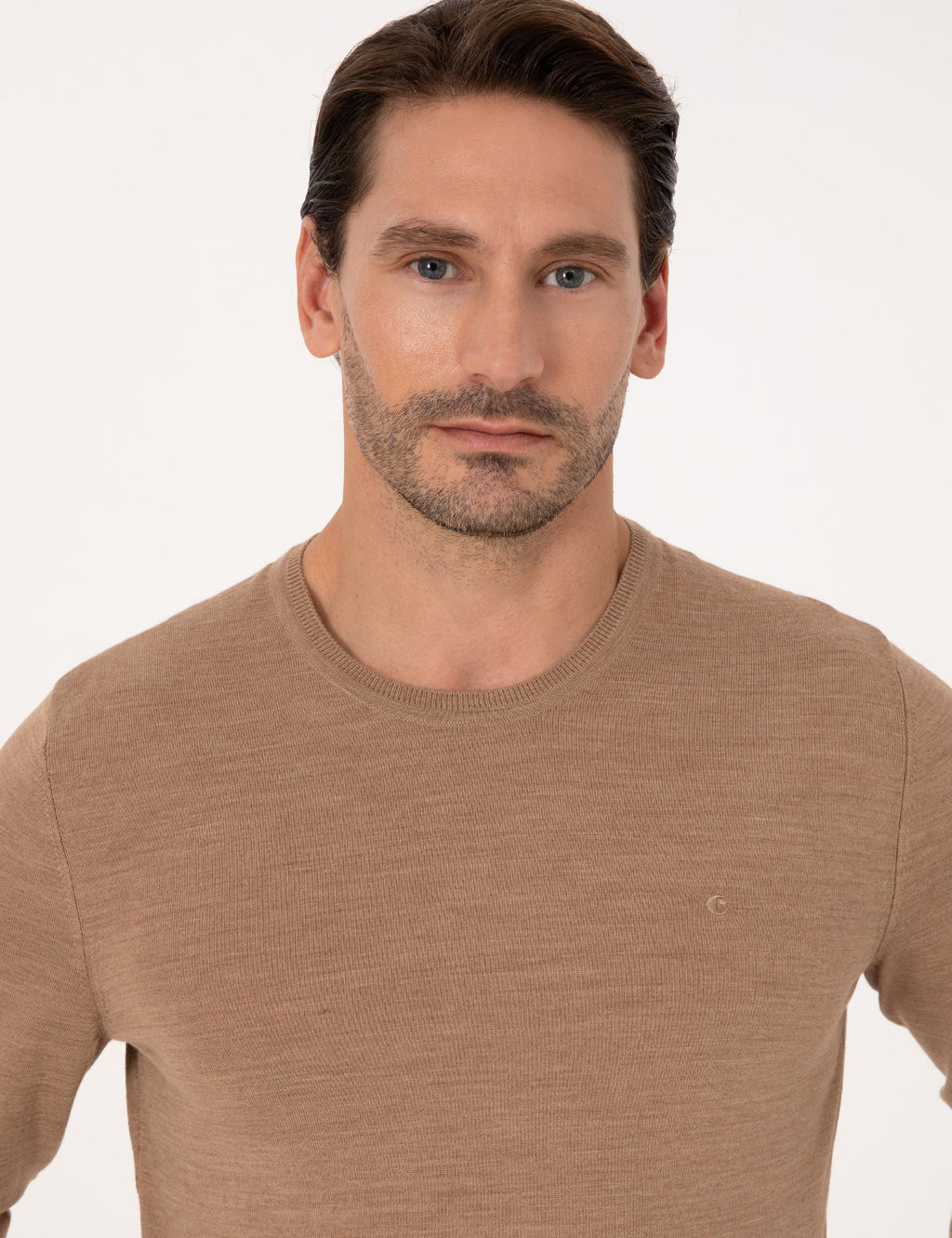 Camel Slim Fit Y_n Kar___ml_ Bisiklet Yaka Basic Triko Kazak - Cacharel фото 2