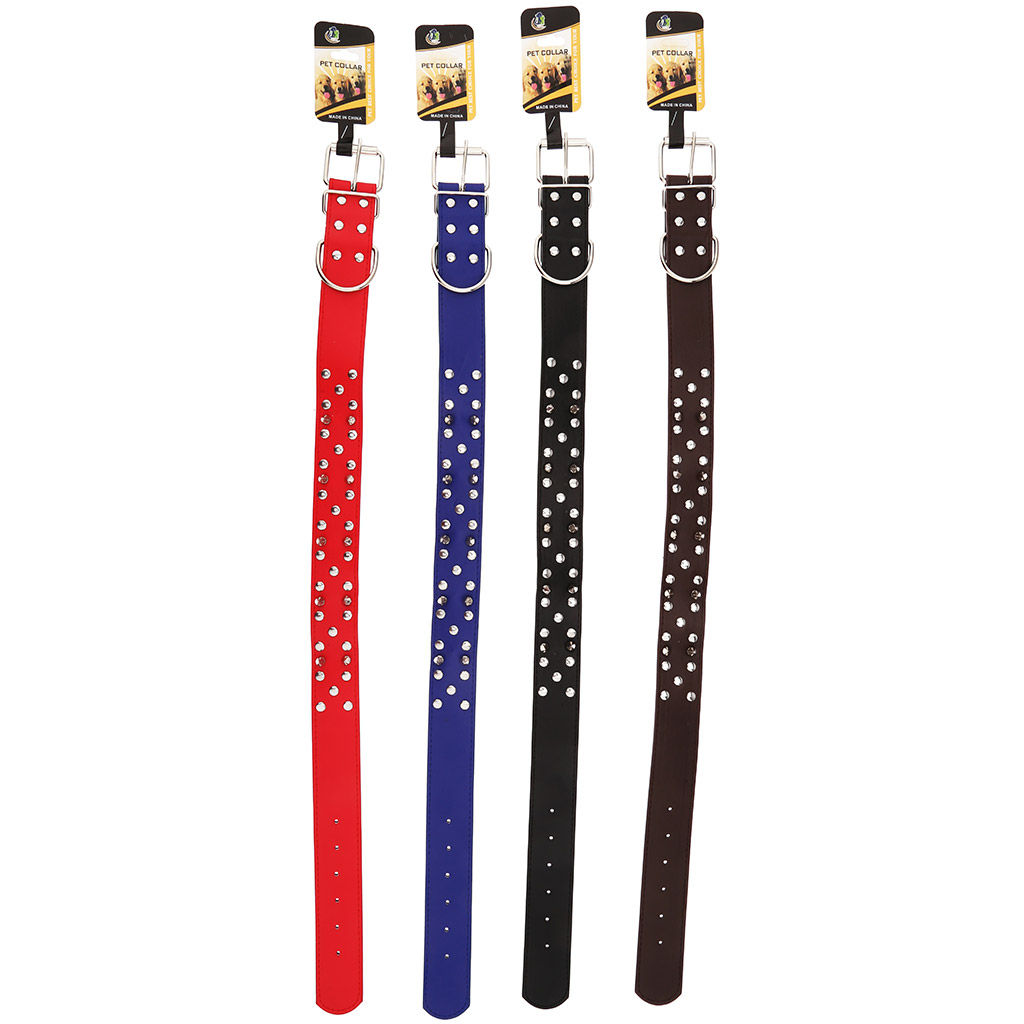 Пэт тойс (Pet toys) Ошейник для собаки Шипы, клепки 3,9х68см, металлическая застежка, под кожу, металл декор, на картоне, цвета в ассортименте: красный, синий, черный, темно-коричневый (Китай)  фото 5