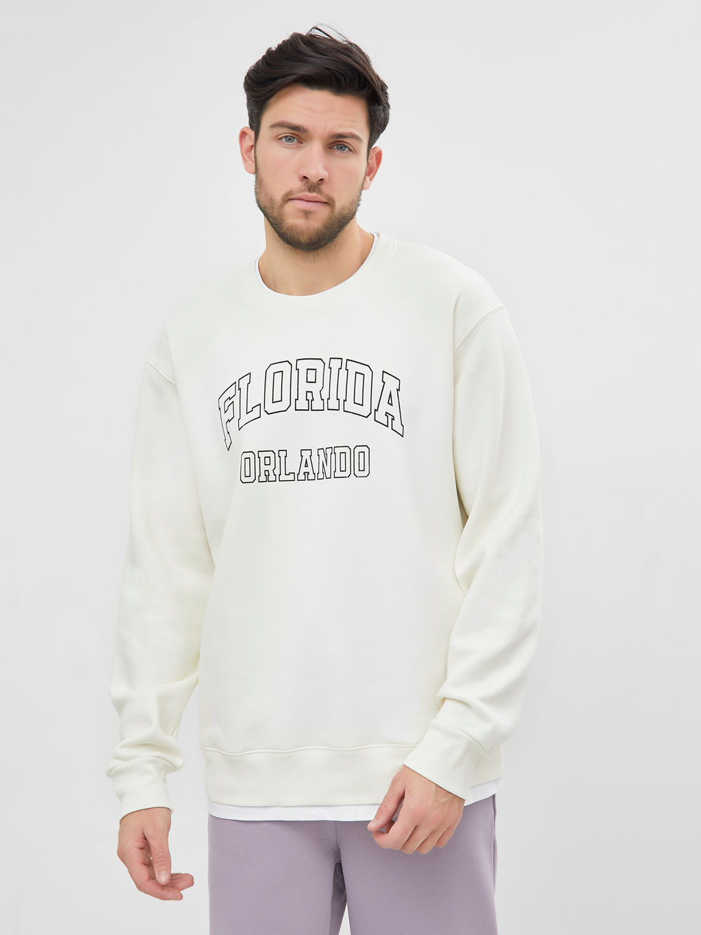Свитшот молочного цвета с принтом FLORIDA молочный +печать 121813