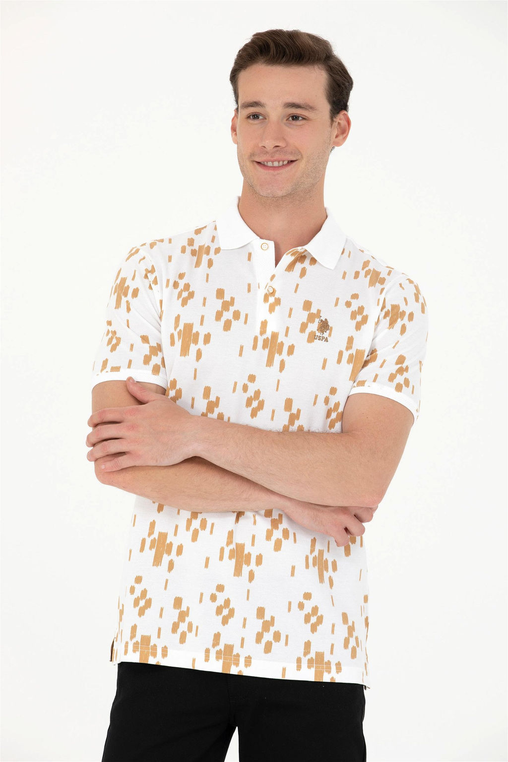 U. S. Polo Assn Мужская футболка светло-коричневого цвета с воротником-поло - U.s. polo assn фото 8