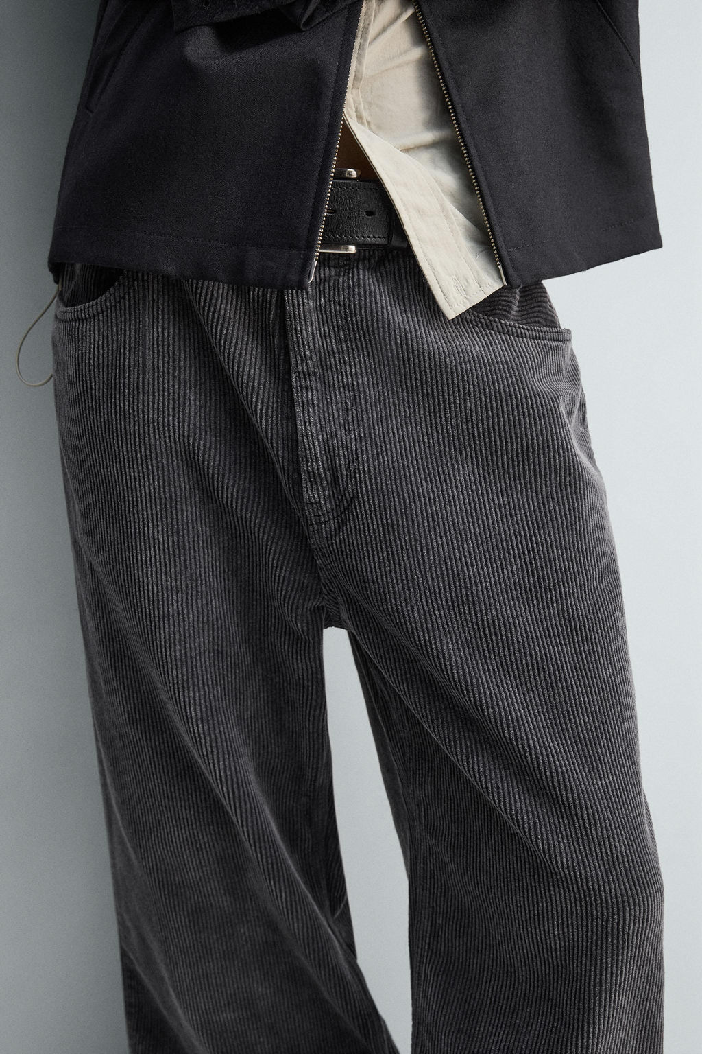 PANTAL?N RELAXED FIT PANA / Gris oscuro - Zara фото 5