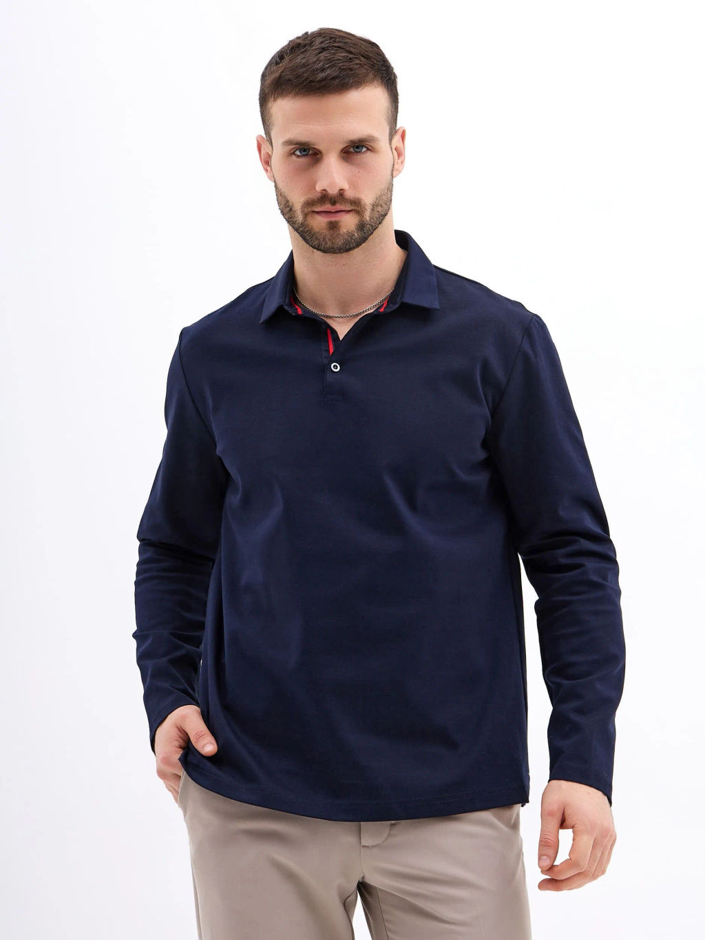 Джемпер мужской с воротником поло GREG G155-TO1246T-LT1634 (синий)