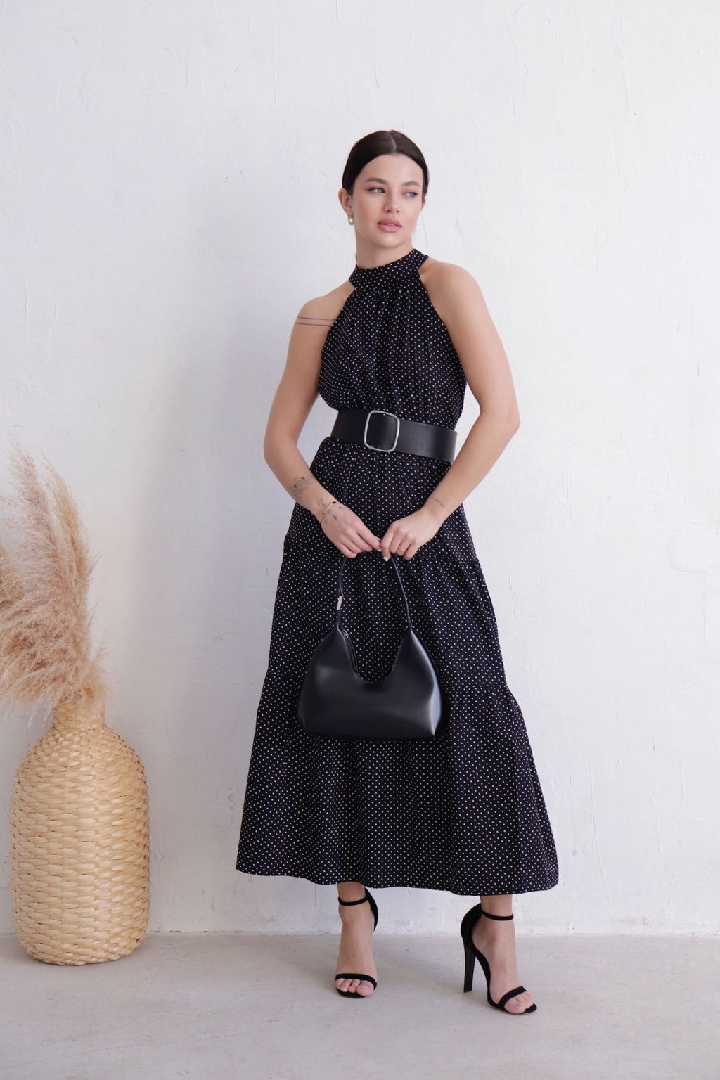 Платье-американка чёрное в горошек - Martichelli фото 2