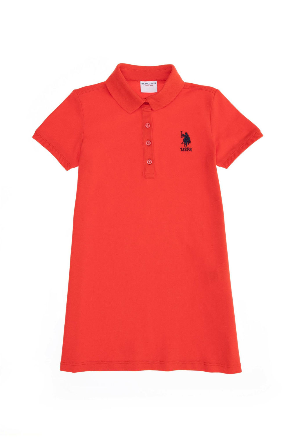 Красное трикотажное платье с воротником-поло для девочек и короткими рукавами Неожиданная скидка в корзине - U.s. polo assn фото 3