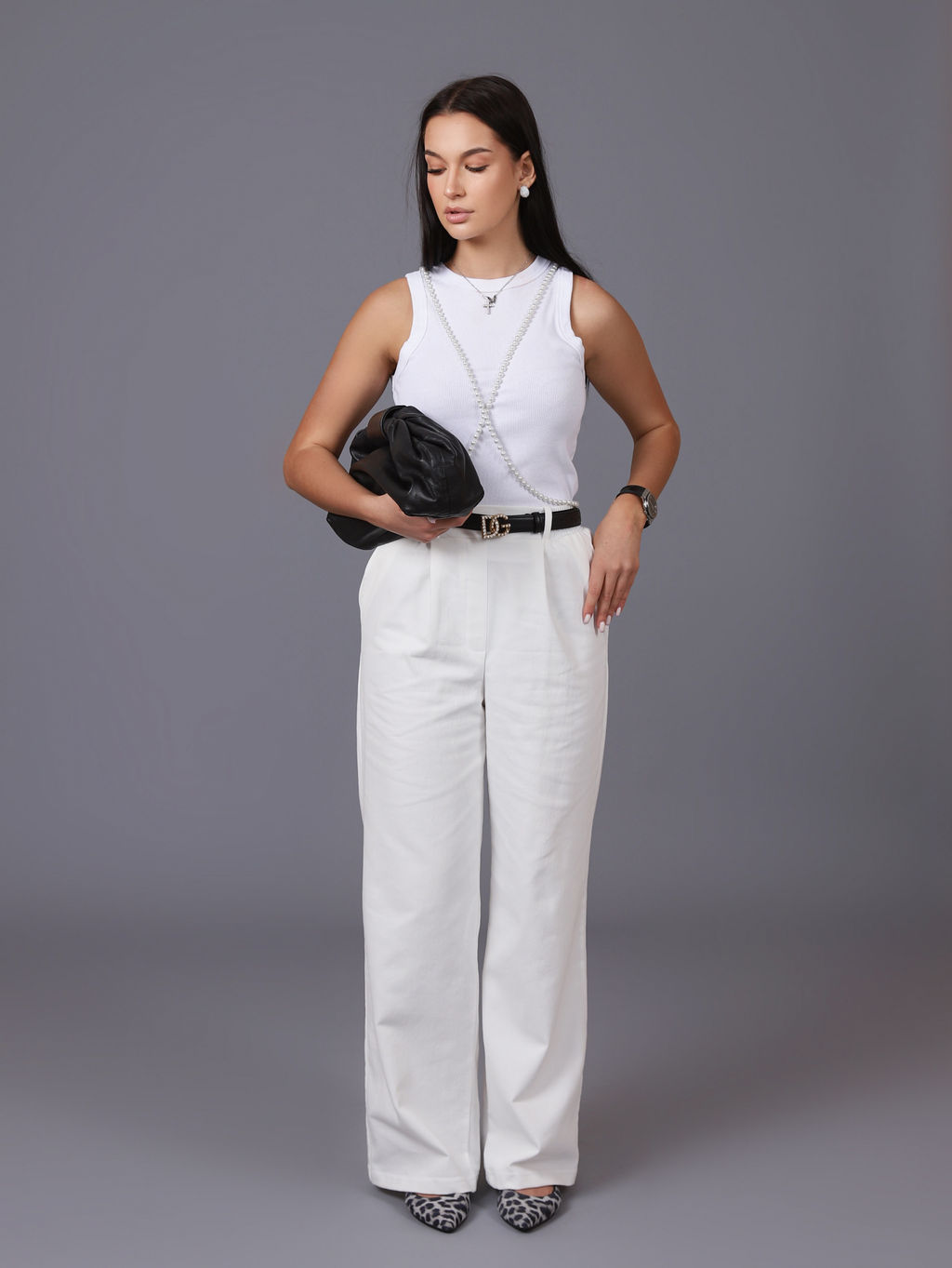 Женские Брюки широкие палаццо. С046 Белый от фабрики Спортсоло