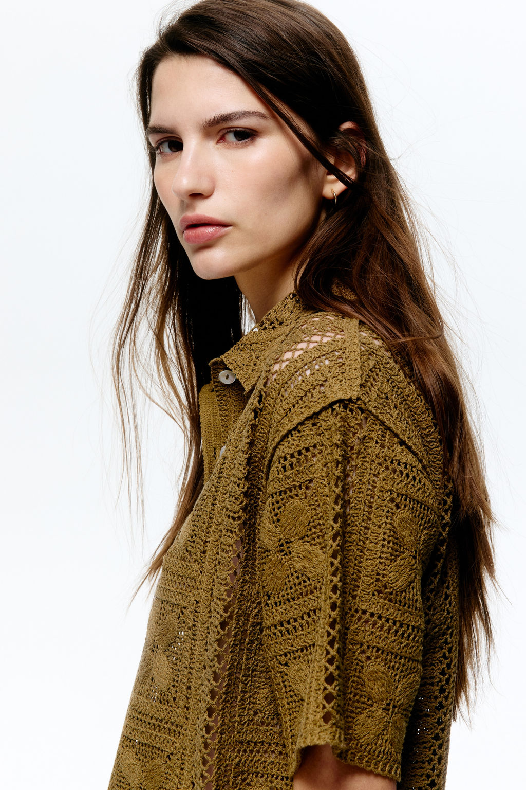 Camisa efecto crochet en mezcla de seda - H&m фото 4
