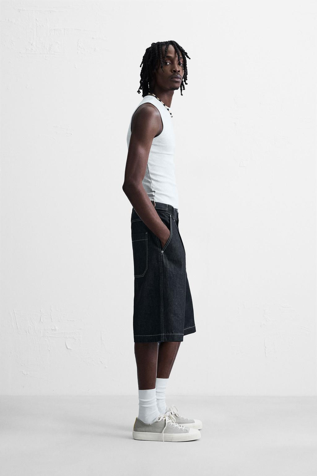 BELTED BAGGY FIT DENIM BERMUDA SHORTS - Zara фото 4