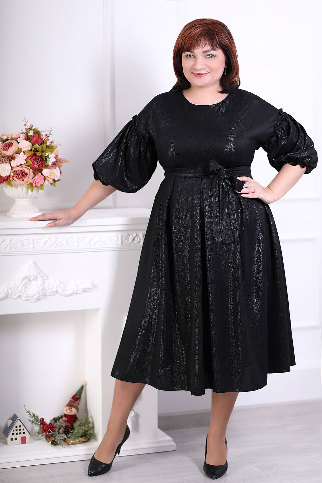 Платье с блеском нарядное черное - Almond фото 2