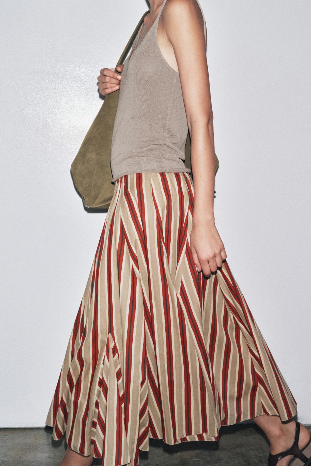ZW COLLECTION STRIPED MIDI SKIRT - Zara фото 13