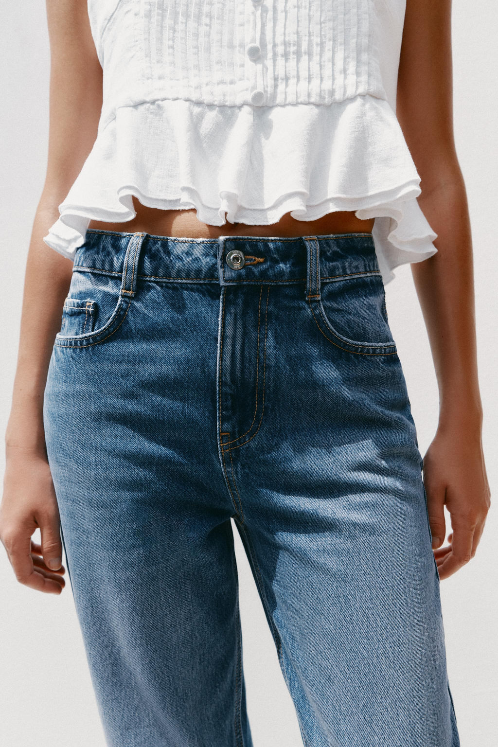 Z.02 STRAIGHT HIGH-WAIST ANKLE JEANS - Zara фото 13