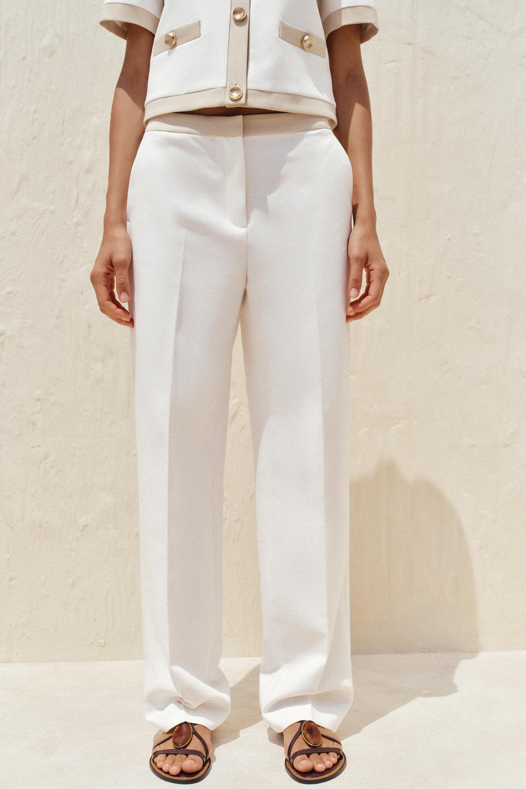 STRAIGHT-LEG TROUSERS WITH CONTRAST WAIST - Zara фото 10