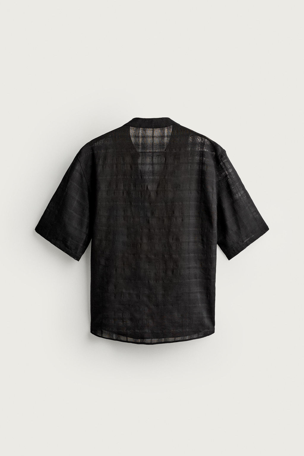 CAMISA SEMITRANSPARENTE JACQUARD CUADROS / Negro