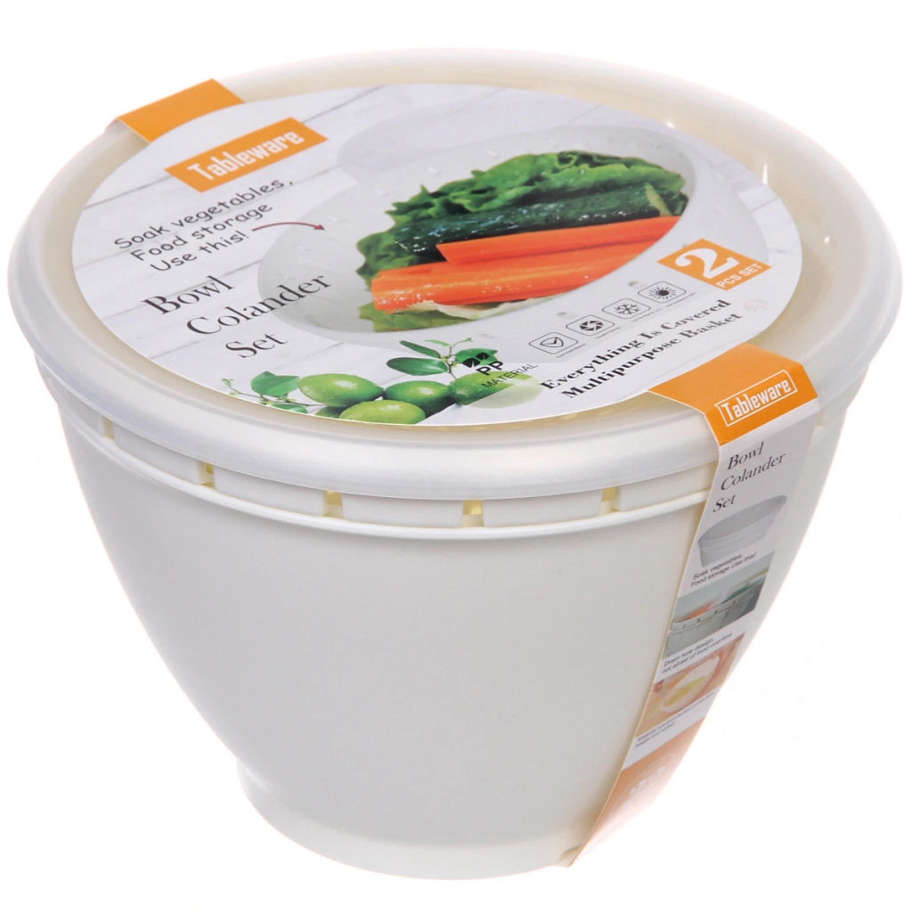 Дуршлаг пластиковый "Фаттория" 22*15,5см двойной с чашей и крышкой