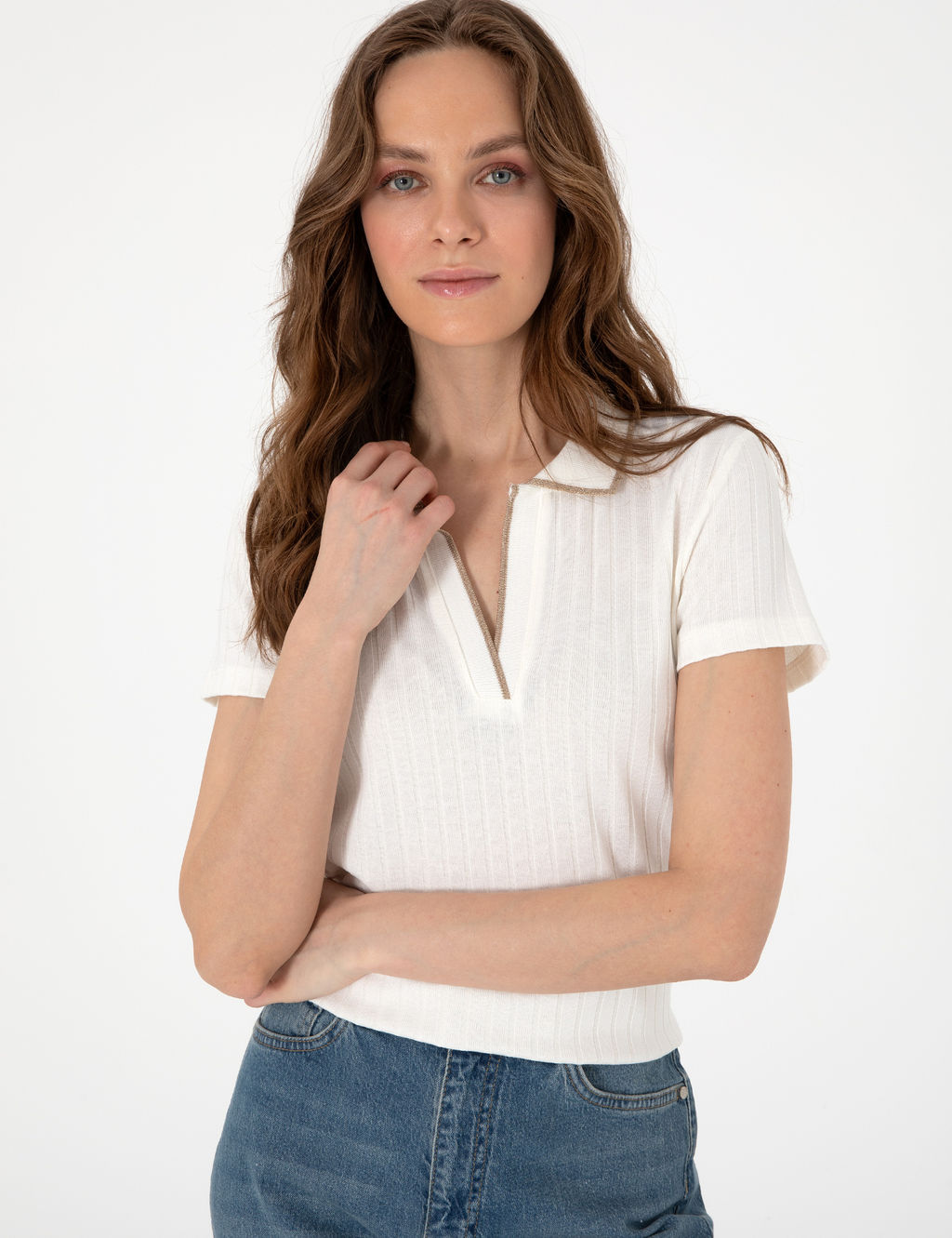 Ekru Slim Fit Basic Ti__rt
