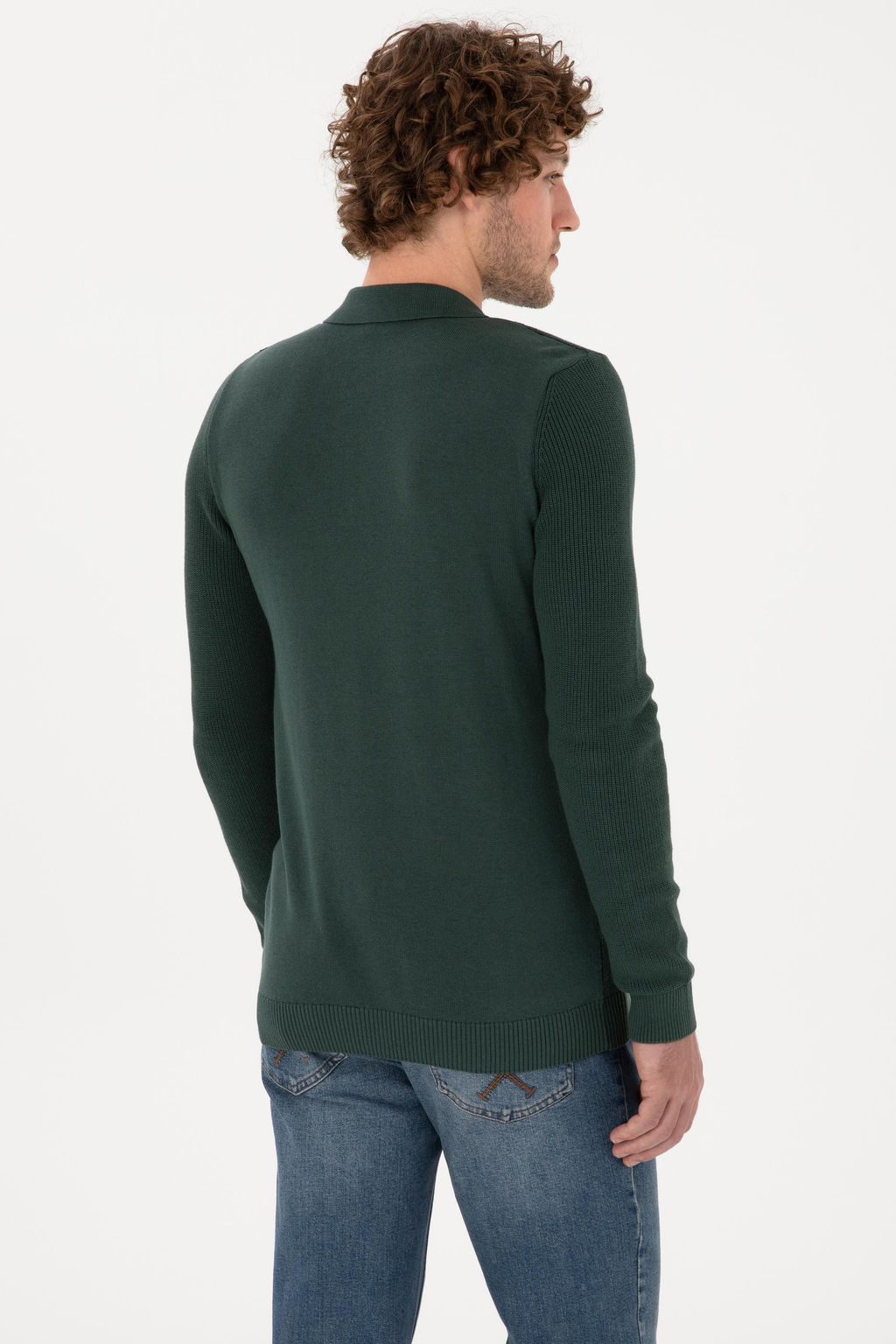 Erkek Regular Fit Fermuarl_ Koyu Ye_il Basic Kazak - U.s. polo assn фото 5