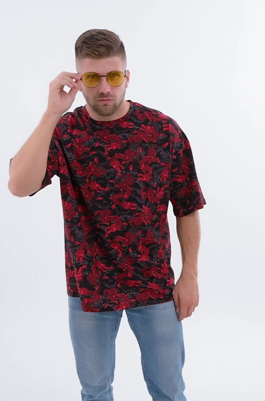 Футболка унисекс оверсайз с принтом дракон Happy Fox  фото 2