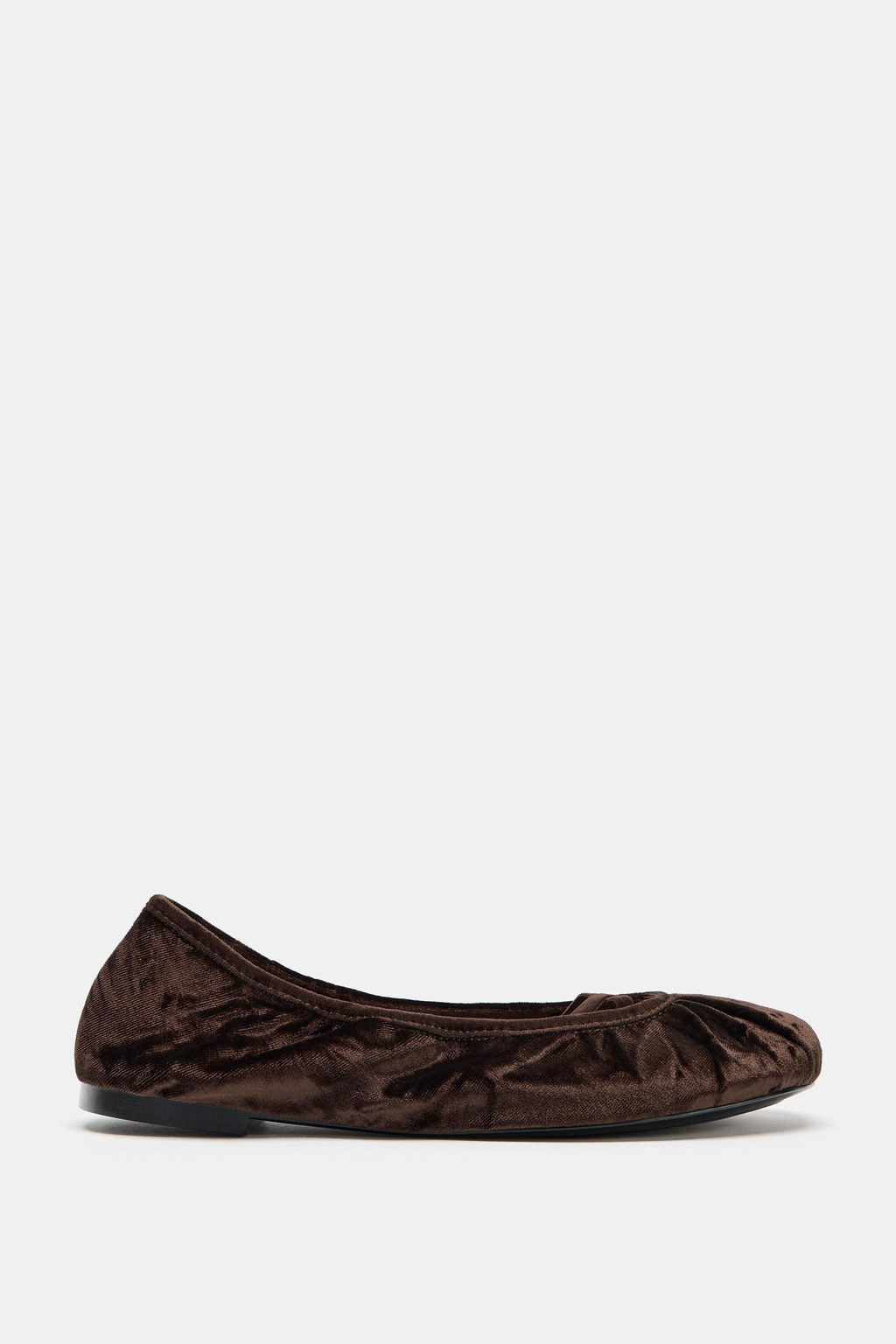 VELVET EFFECT BALLERINA FLATS WITH STRAPS - Zara фото 3