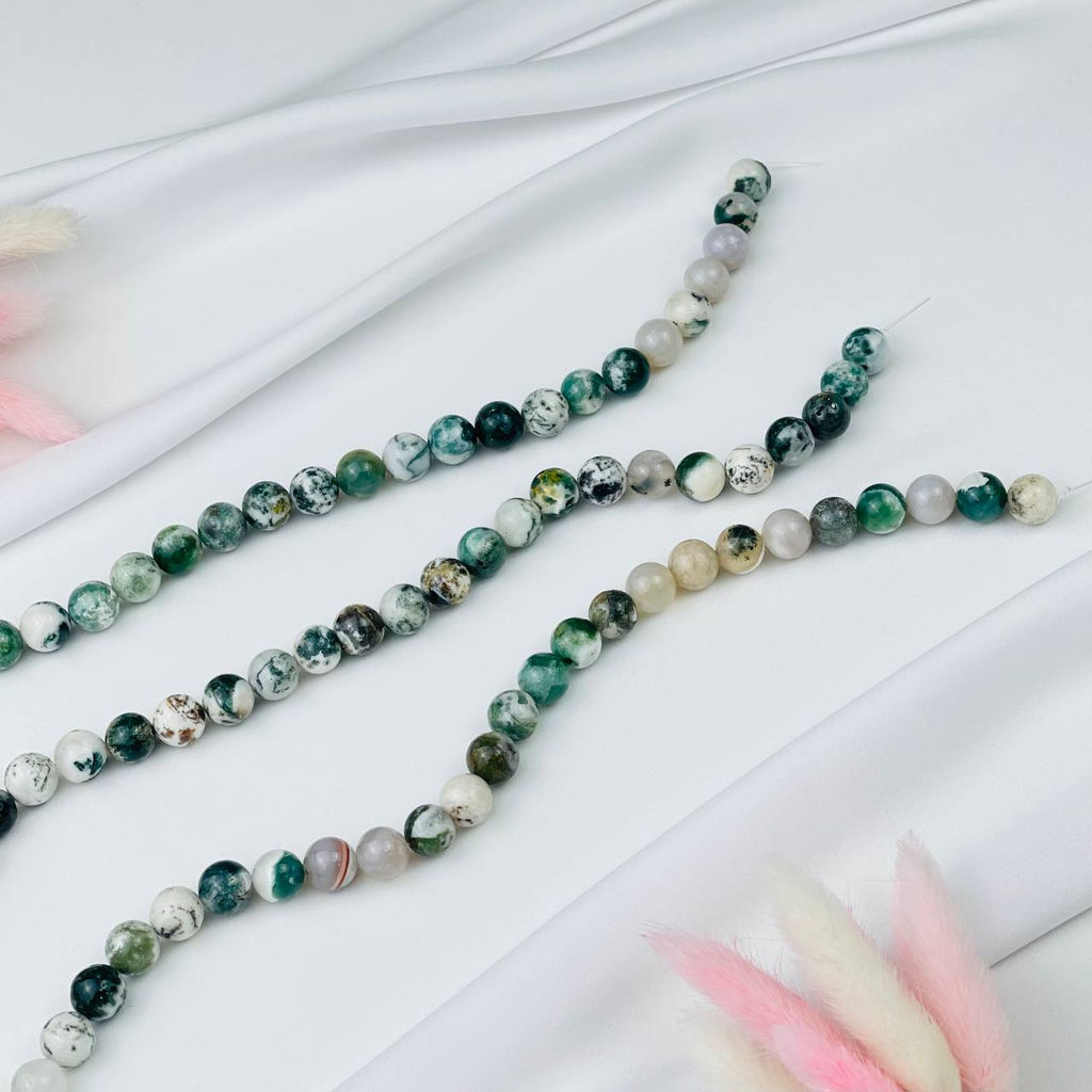 Бусины для украшений из Мохового агата (38 бусин)