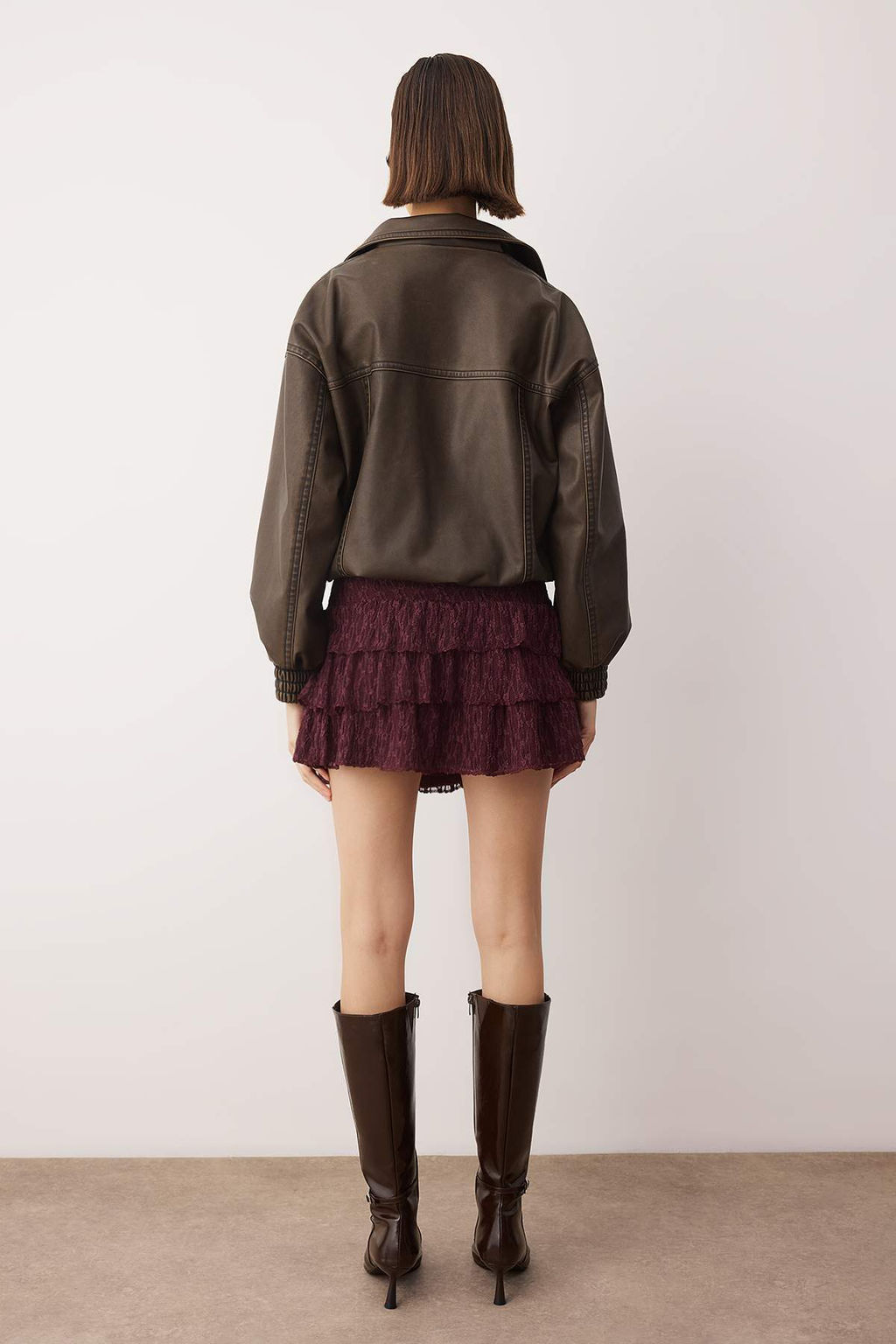 Kahverengi Super Mini Orme Sortlu Astarl? Dantel Party Etek TPRAW26ET00015 - Trendyolmilla фото 8