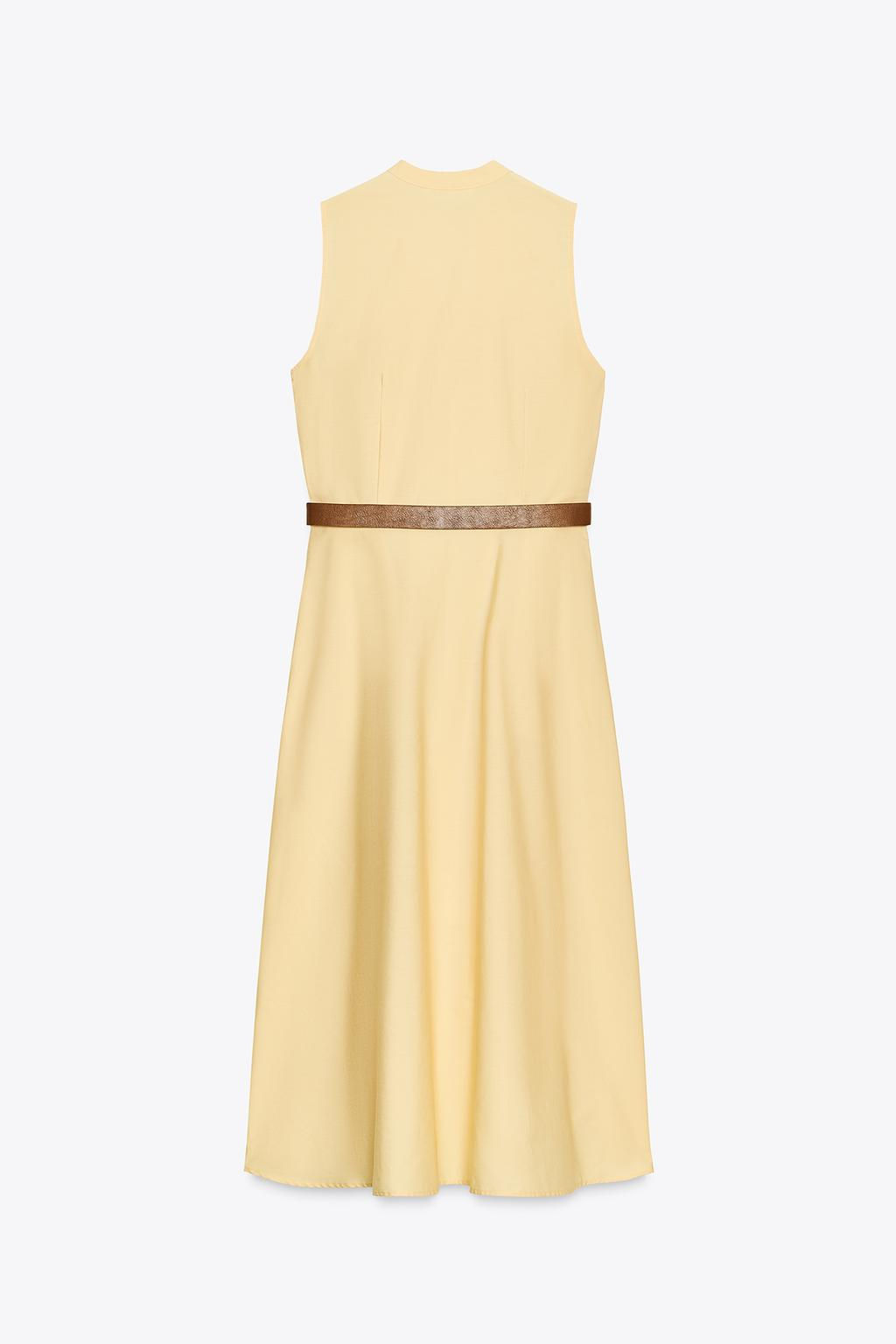 POPLIN MIDI DRESS WITH BELT - Zara фото 9