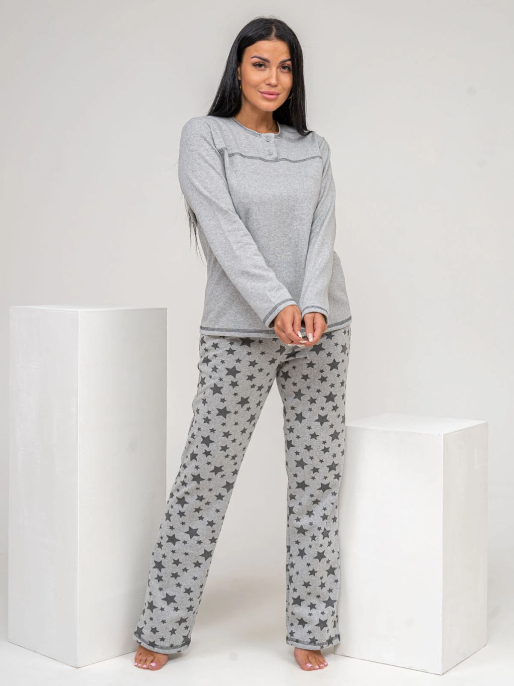 Пижама женская, цвет серый