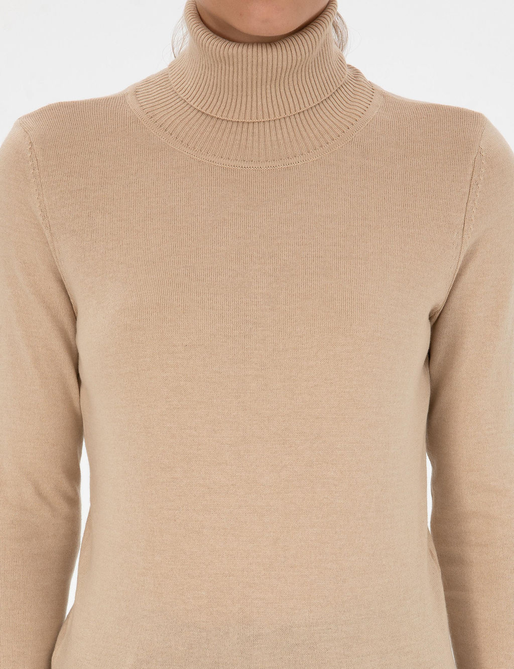 Bej Slim Fit Basic Kazak