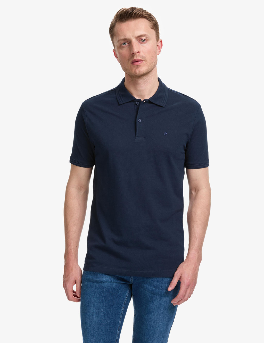 Lacivert Regular Fit %100 Pamuk K_vr_lmaz Polo Yaka Basic Ti__rt