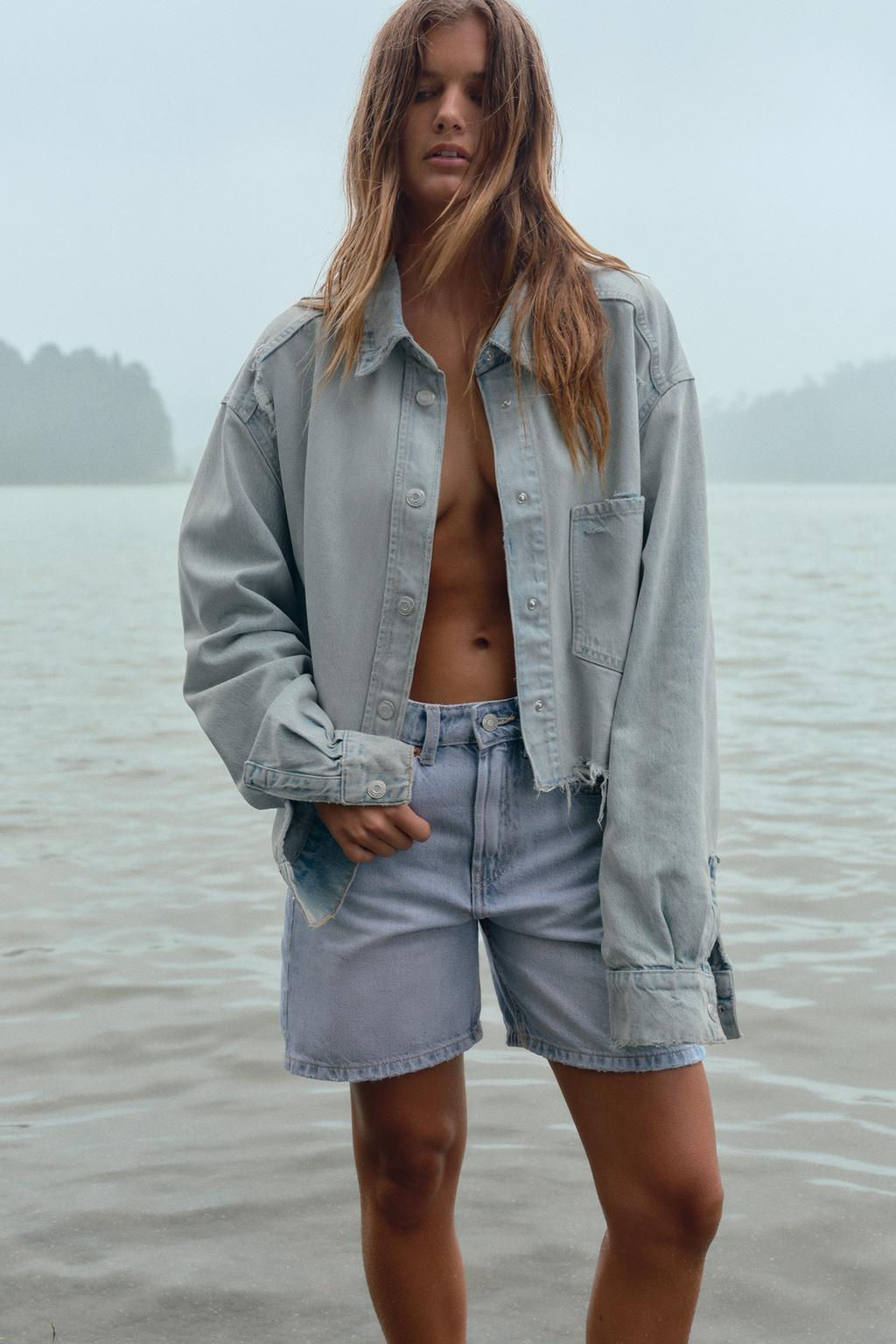 TRF MID-RISE DENIM BERMUDA SHORTS - Zara фото 21