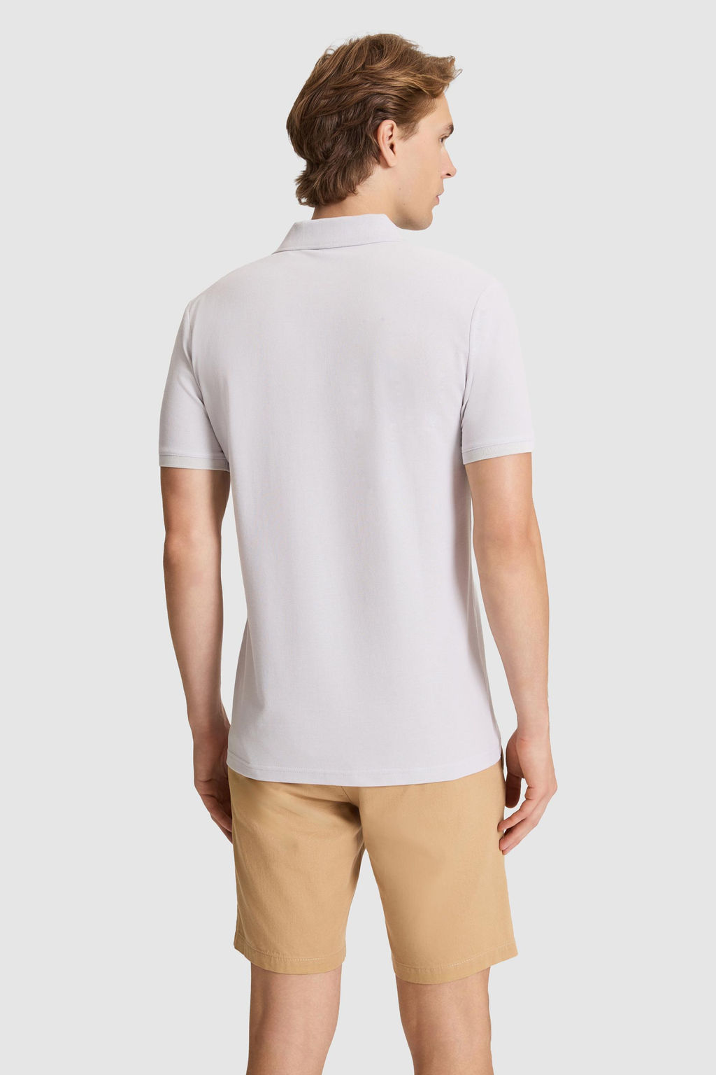 Erkek A__k Gri Regular Fit Polo Yaka Basic Ti__rt