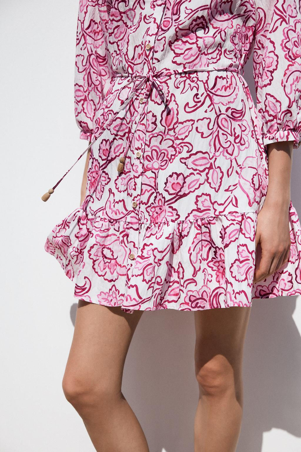 FLORAL PRINT MINI DRESS - Zara фото 6